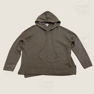 Lattelier Wool Blend Hoodie Sweater Large | Taupe Brown, Minimalist Capsule